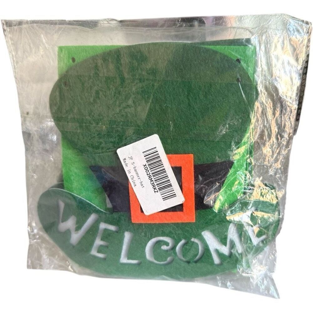 New St Patricks Day Shamrock Luck of the Irish Welcome Felt Banner